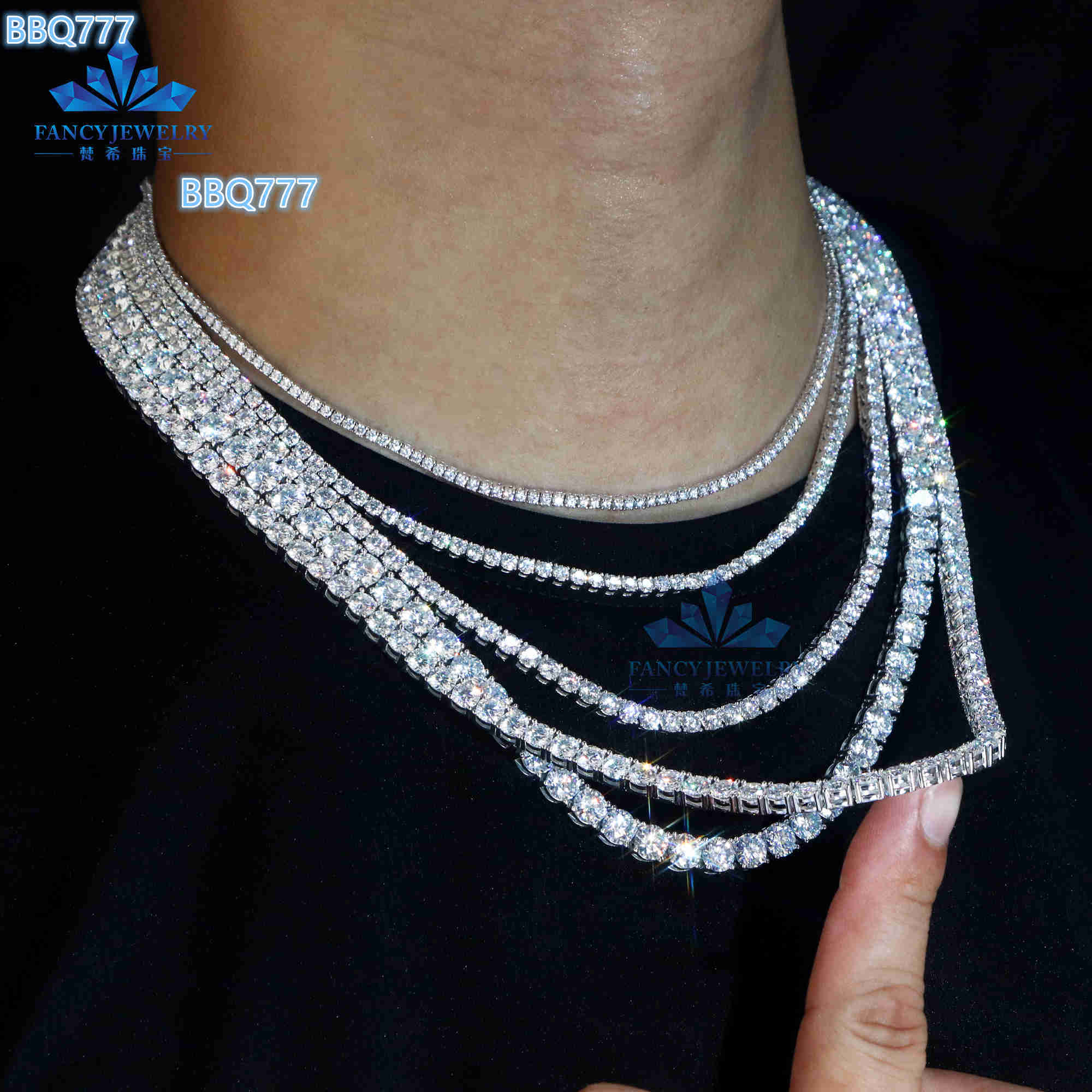 Factory Wholesale Professional HipHop Jewelry 925 Silver Tennis Chain 2mm-6.5mm Moissanite Necklace Diamond Technical Supplier