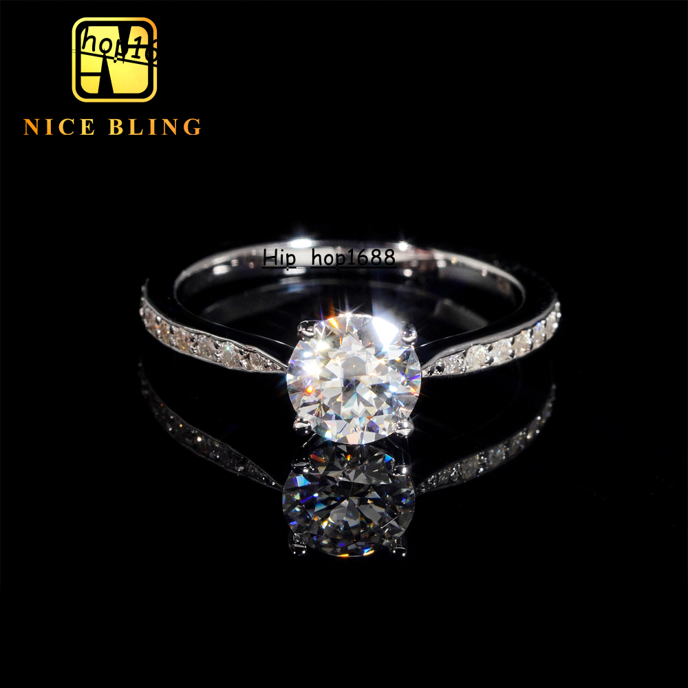 Wholesale Women Jewelry Moissanite Diamond 925 Sterling Silver Gold Plated Rings Romantic Wedding Rings Engagement Rings