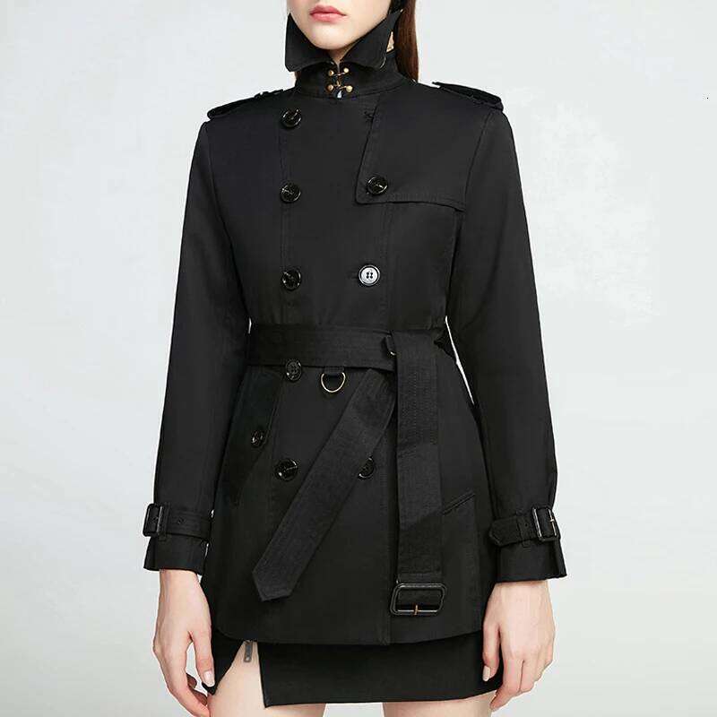 Designer Clothing Short Double Breasted Slim Fit Trench Coat British Fashion Custom Cotton Rainproof Work Women's Windbreaker Jacket Fashion