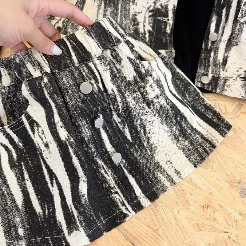 Fashion Baby Girl Cotton Jean Striped Clothes Set JacketSkirt 2PCS Infant Toddler Denim Clothing Set Outfit Baby Clothes 1-10Y 250729