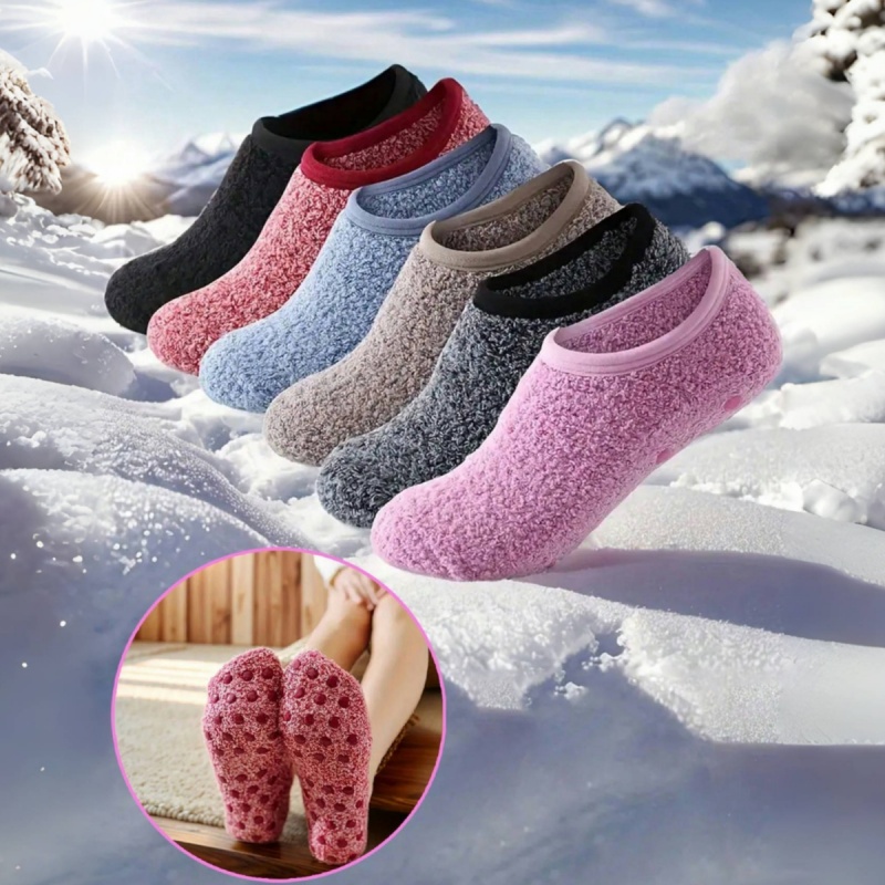 Adult Silicone Floor Thickening Plus Velvet Women's Winter Indoor Home Socks Warm Footwear Indoor Non-slip Socks