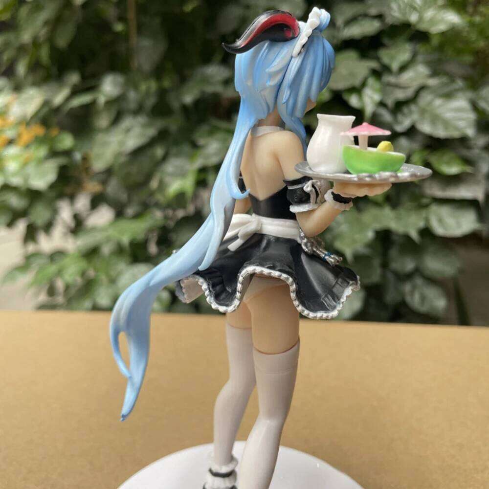 Game Character Beautiful Girl Ganyu Maid Tray Figurine, Desktop Ornament Gift