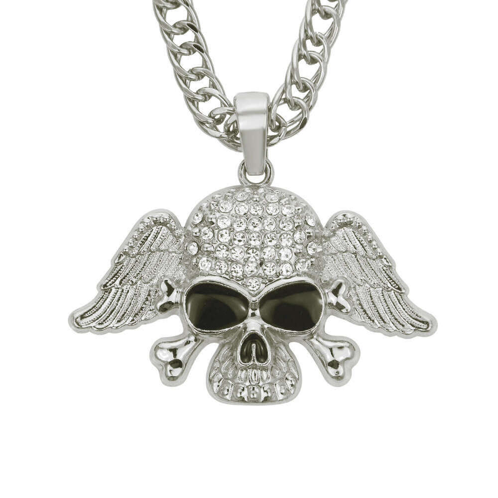 Hot Selling Full Dia Wing Skull Pendant Hip Hop Exaggerated Fashion Trendy Jewelry