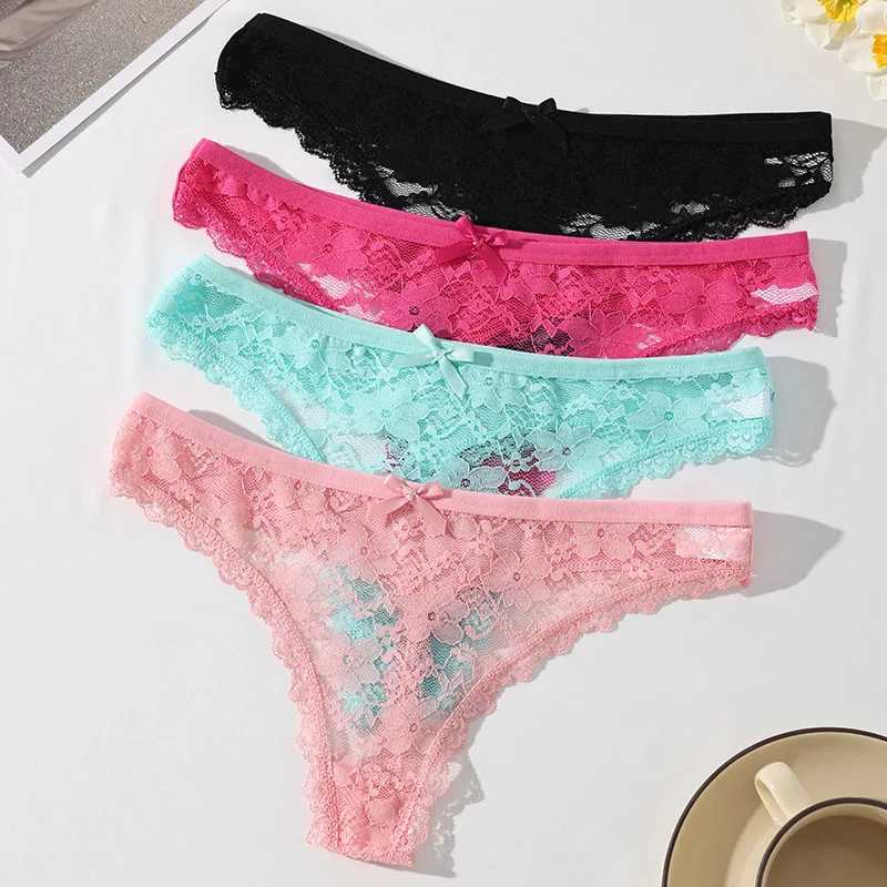 4PCS/Set Women Thongs Panties Sexy Underwear Lace Panties Low Waist Lingerie Female Floral Lace Briefs Breathable Ladies Pantys 250715