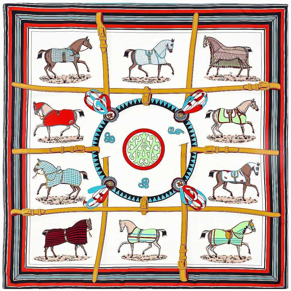 130cm Horse Dre Shl Brand Scarf 100% Silk Square Scarf Fashion Bandana Design Wen Kerchief Scarves For Ladies S250730