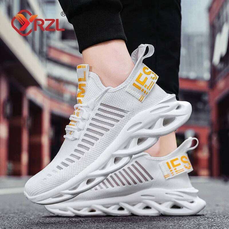 YRZL Comfortable Womoen Breathable Couple Running Mesh Tenis Sport Shoes Size 36-46 Waling Sneakers Men