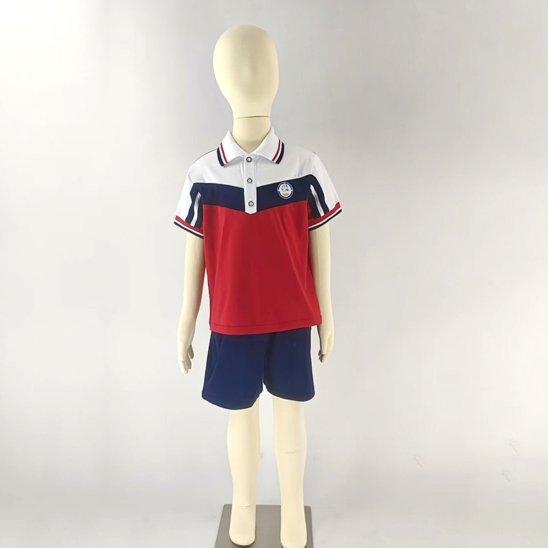 Summer school style children's short sleeved class uniform, elementary school uniform customization manufacturer