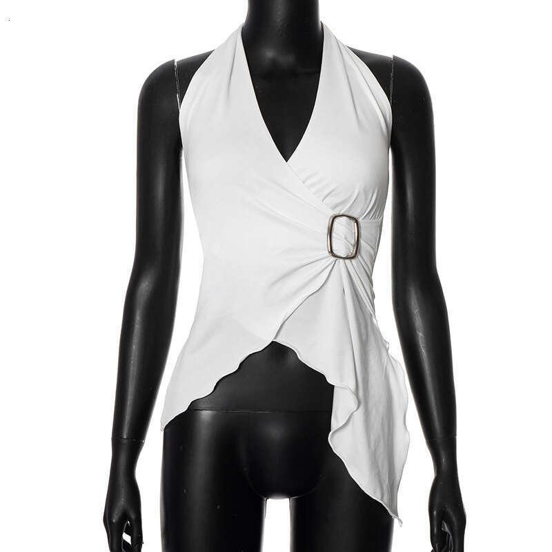 Ytp297 Women's Summer New Solid Color Sleeveless V-Neck Sexy Halter Cross Top B5