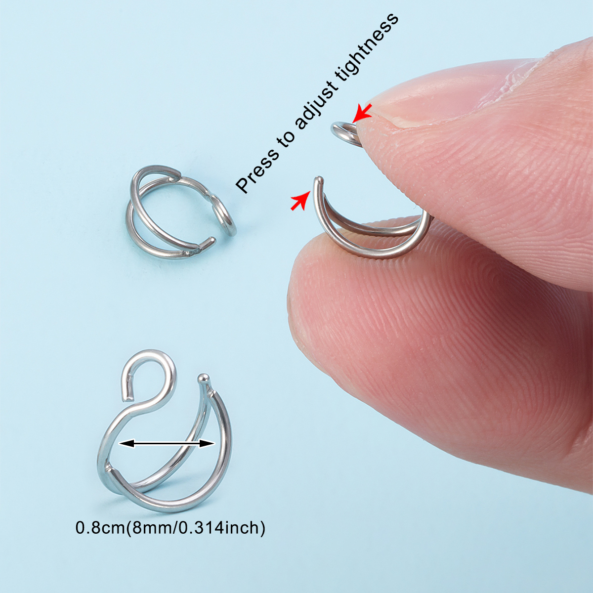 Double ring fake nose ring, stainless steel lip ring, human puncture jewelry wholesale