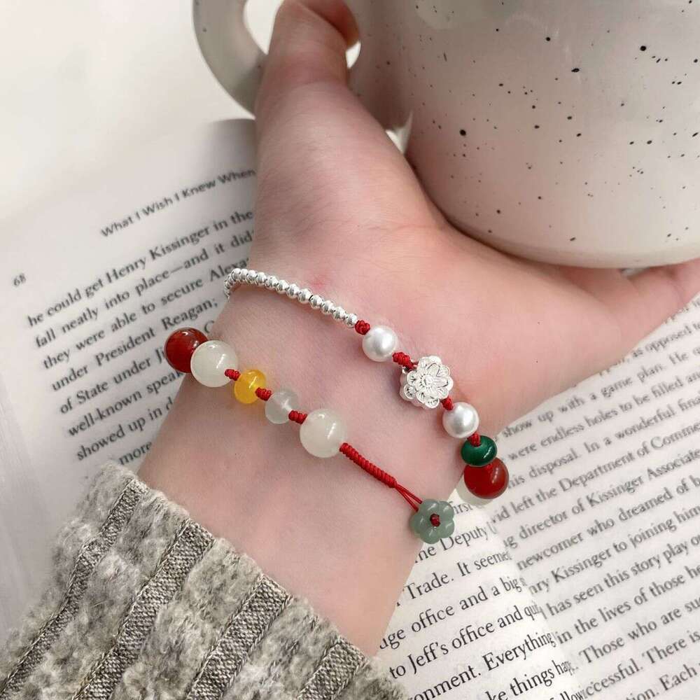 Duobao Small Lotus Fragment Sier for Women New Niche Simple Artistic High-Value Woven Bracelet e14