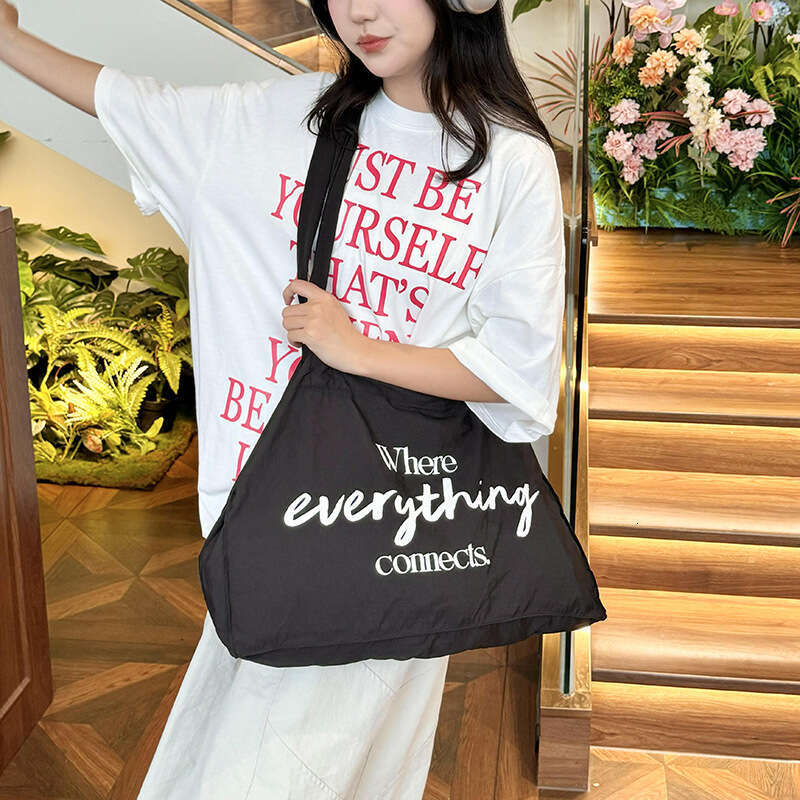 Crossbody Niche Design Canvas Large Capacity Tote Letter Commuter Student Cloth Drawstring Shoulder Bag