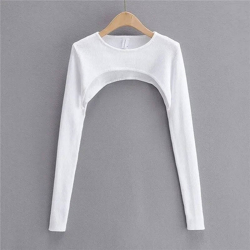 Y2K Aesthetic Clothes Oneck Black White Sexy Harajuku Knitted Tshirt Women Long Sleeve Crop Top Spring Autumn 250729