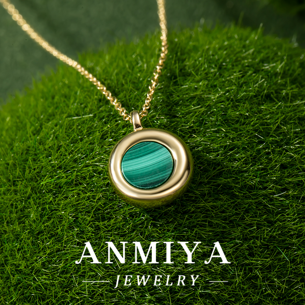 925 Silver Necklace with Genuine Malachite Stone Handmade Sterling Silver Jewelry for Women Elegant Green Gemstone Pendant