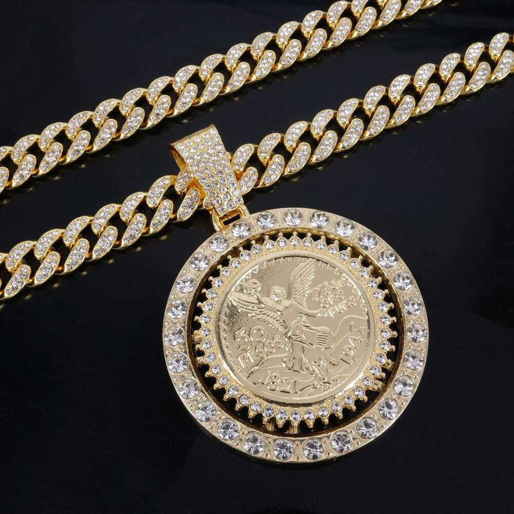 Cool Rotatable Statue of Liberty Full Dia Pendant Versatile Hip-Hop Men's Jewelry Necklace