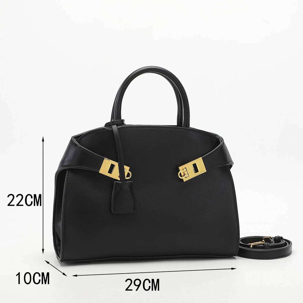 Double lock shell 2025 new niche design PU one-shoulder crossbody custom lettering fashion vintage women's hand tote bag