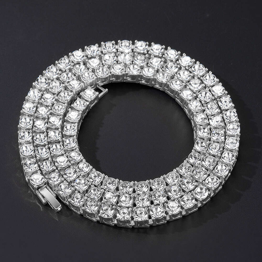 Hot Selling 4mm Square Rhinestone Exquisite Fashion Creative Trendy Personality Hip Hop Necklace Jewelry
