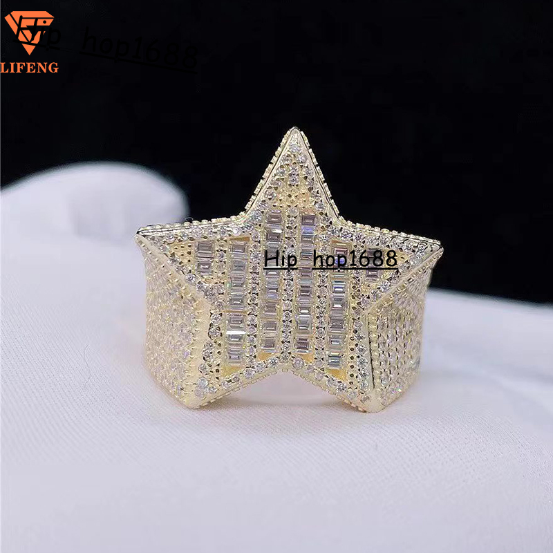 Hip Hop the Latest Romantic Party Star Shape Moissanite Ring Diamond Eternal Moissanite High-end Luxury Ring