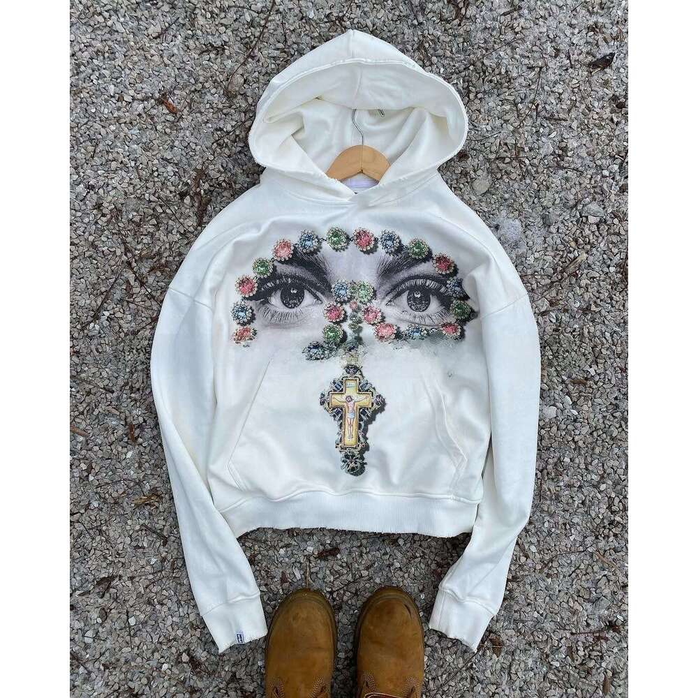 Fashion Summer American Style Washed Personality Pattern Long Sleeve Hooded Sweatshirt Trendy High-End Feel Jacket For Men