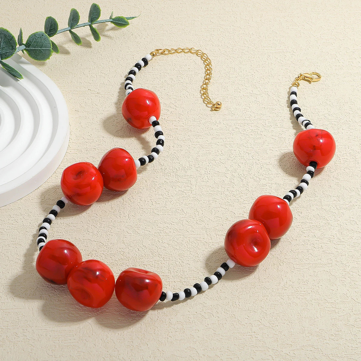 ZAA Women Necklaces Jewelry 2025 Trend Cherry Pendant Summer Boho Resin Beaded Choker Fashion Holiday Party Accessories 250729
