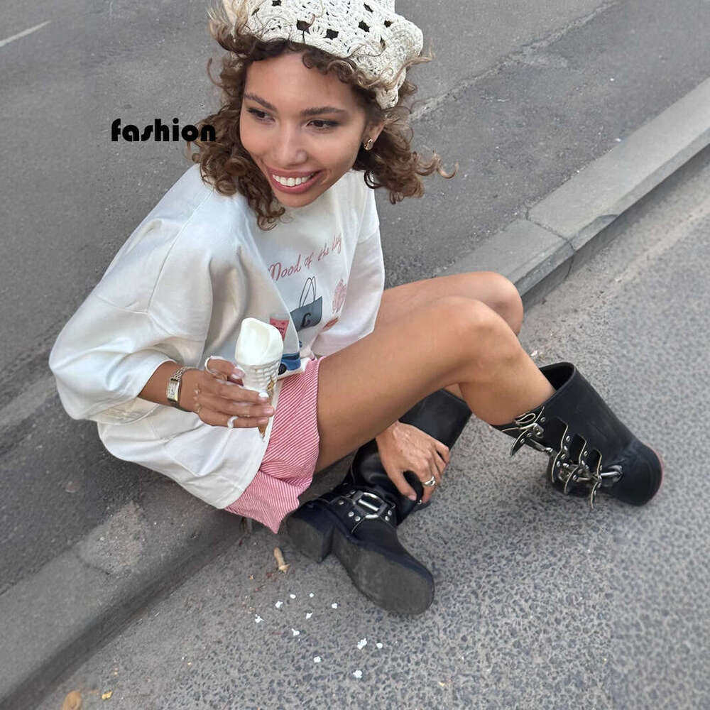 Hand-Painted Print T-Shirt For Women, Summer New Versatile Loose Round Neck Pure Cotton Short Sleeve Top Ins B5 h6