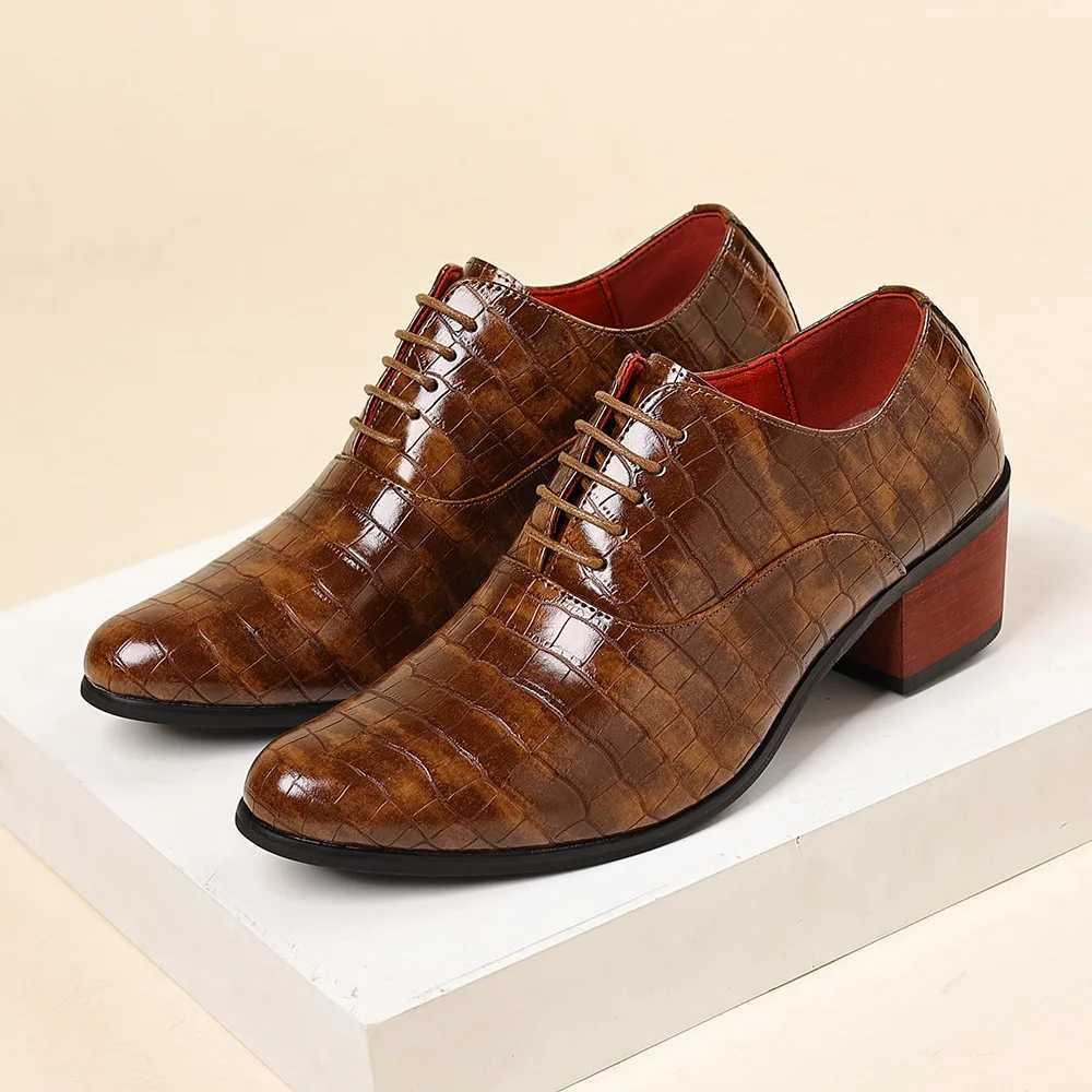 Luxury Red Mens Dress Shoes Elegant High-Heeled Leather Shoes For Men Pointed-Toe Comfortable Formal Shoes Mens Oxfords Shoes Y250731
