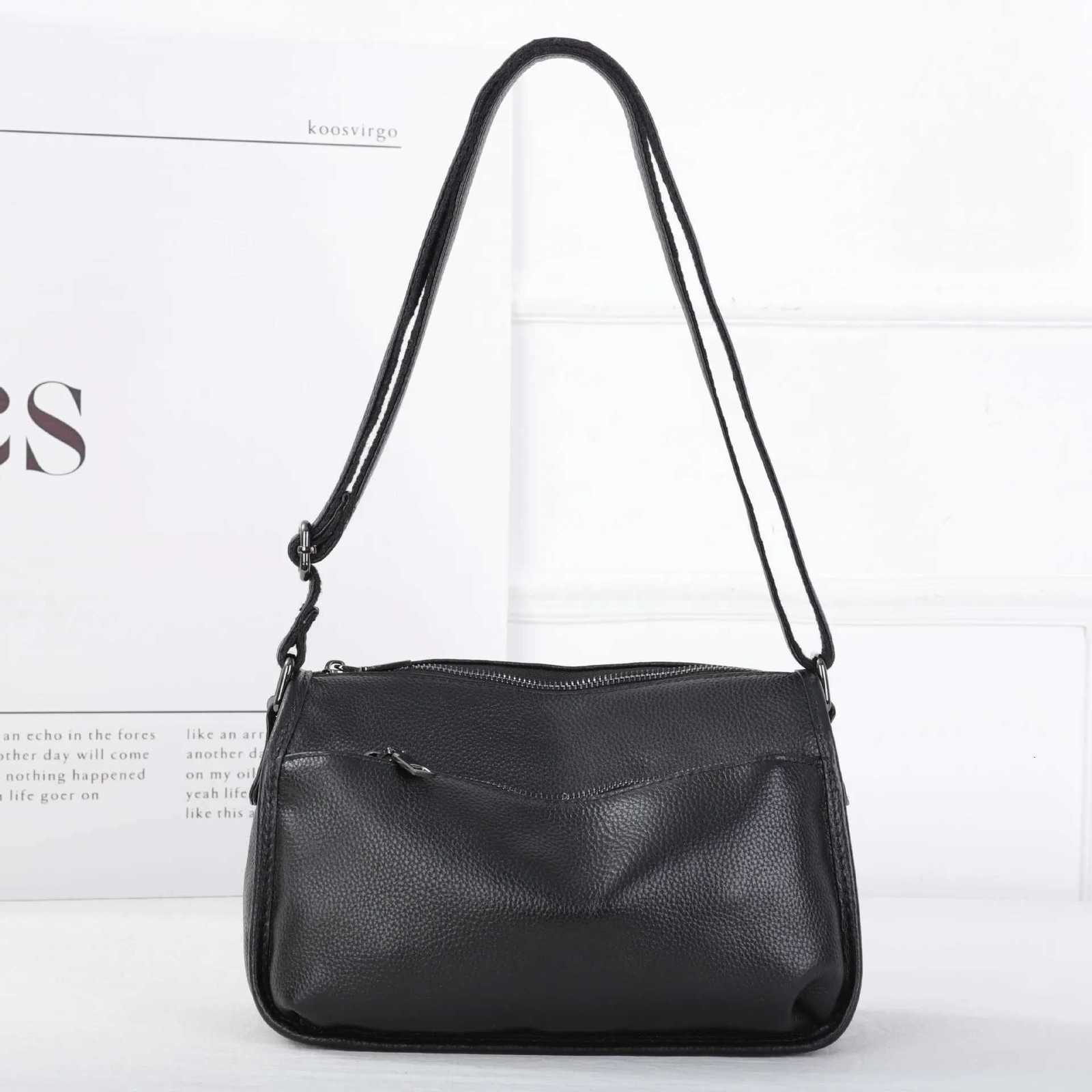 Womens Top-Grain Cowhide Leather Shoulder Bag Spacious Minimalist Crossbody for Effortless Commuting Tote with Adjustable Strap Y250729