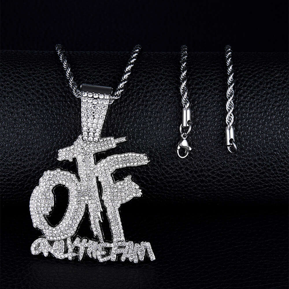 New Full OTF Letter Pendant Creative Personality Versatile Alloy Inlaid Dia Necklace