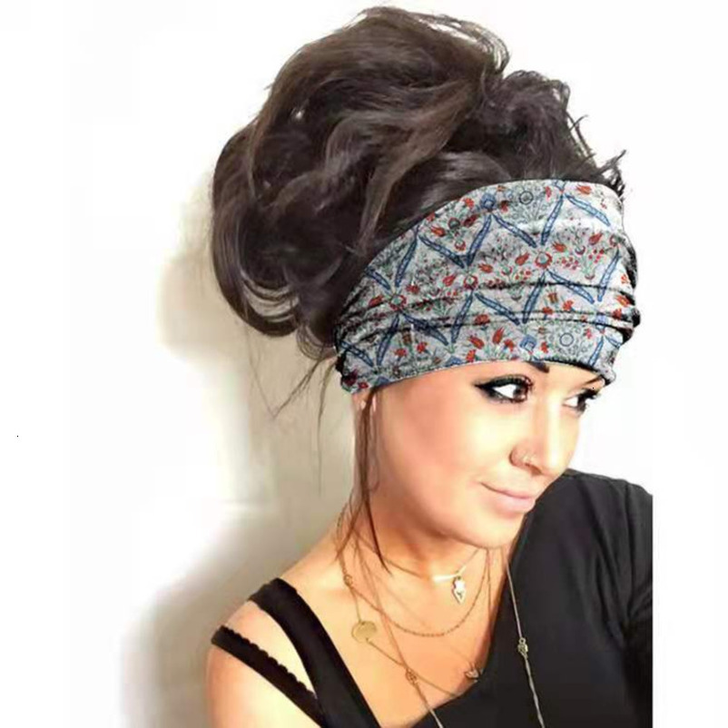 Hair Accessories Women 2025 Summer New Fashion Printed Yoga Wide Hairband