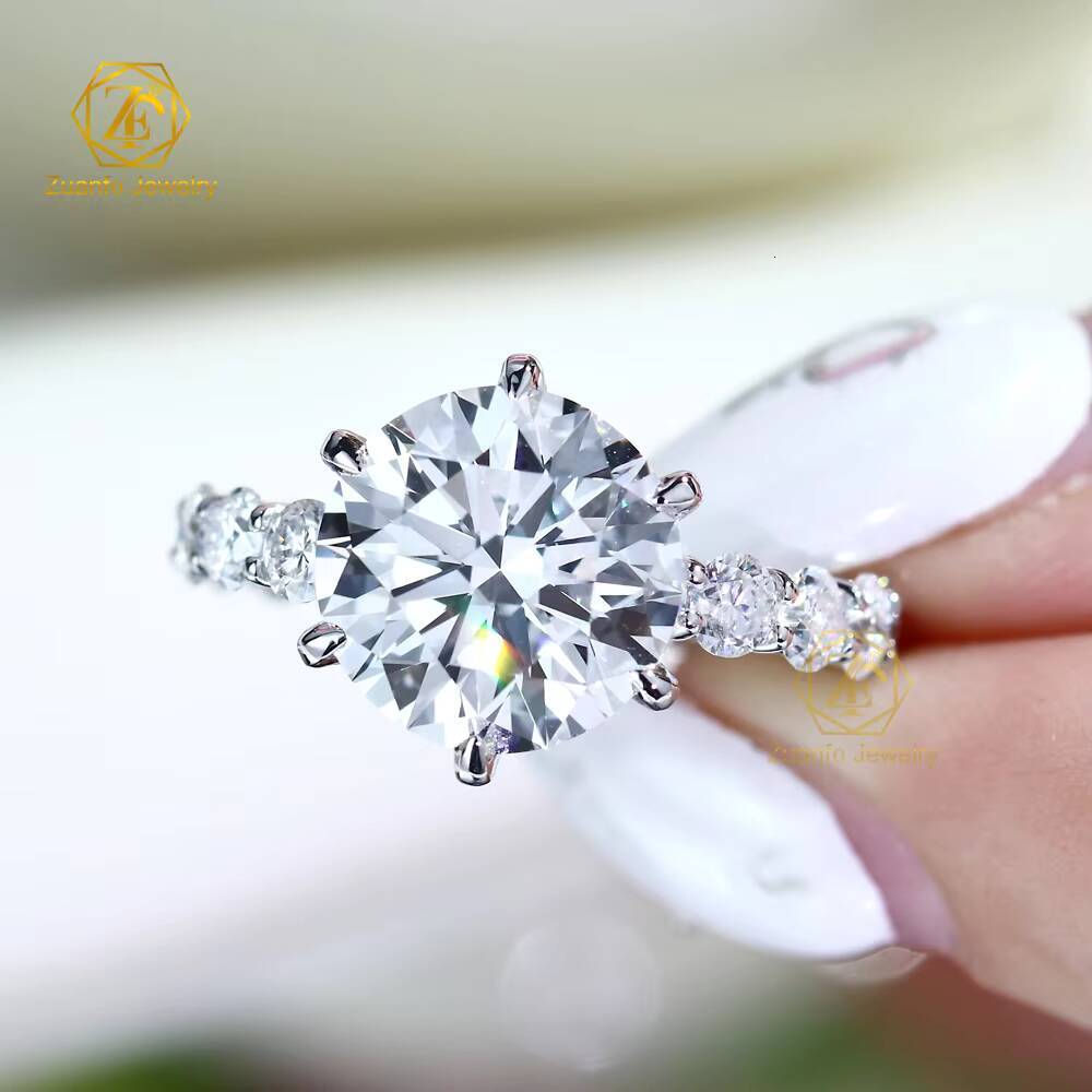 Luxury 14K/18K Solid White Gold Cut Lab-Grown Diamond Ring IGI/GRC Certificate for Engagement Wedding