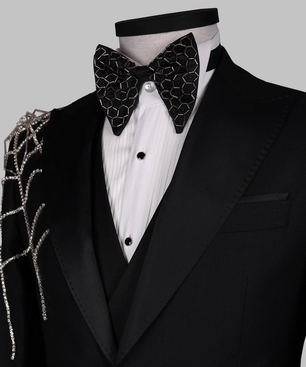 Customized Men Suits Crystal Groom Wear Tuxedos Ropa Hombre 2 Piece Double Breasted Diamond Shawl Lapel Wedding Prom Blazers