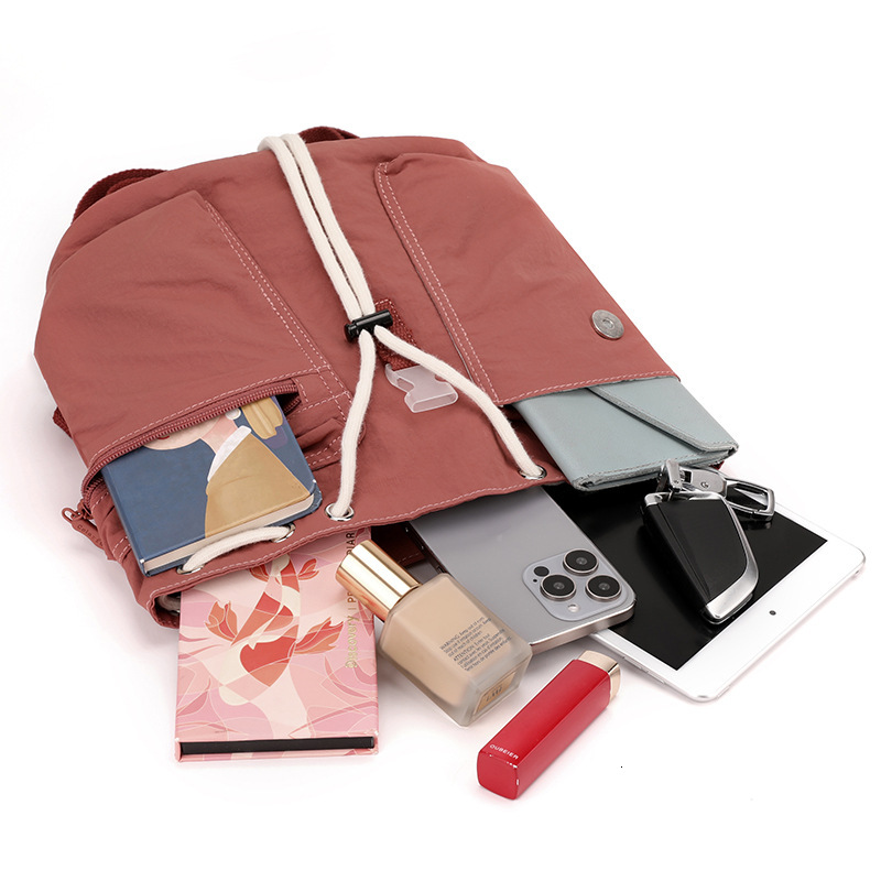 Colorful Fox New Korean Style Ins Women's Niche Design Lightweight Pocket Button Drawstring Backpack ddmymoon