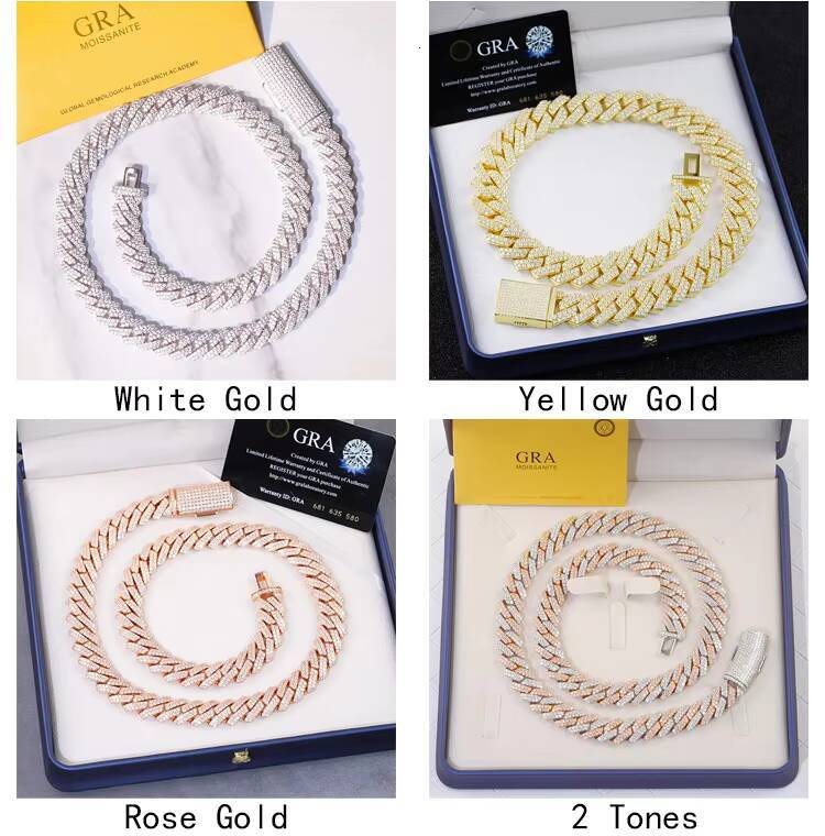 Hot Sale High Quality Hip Hop Necklace Bracelet Moissanite Cuban Chain 6/9/13MM Silver Iced Out VVS1 Moissanite Cuban Link Chain