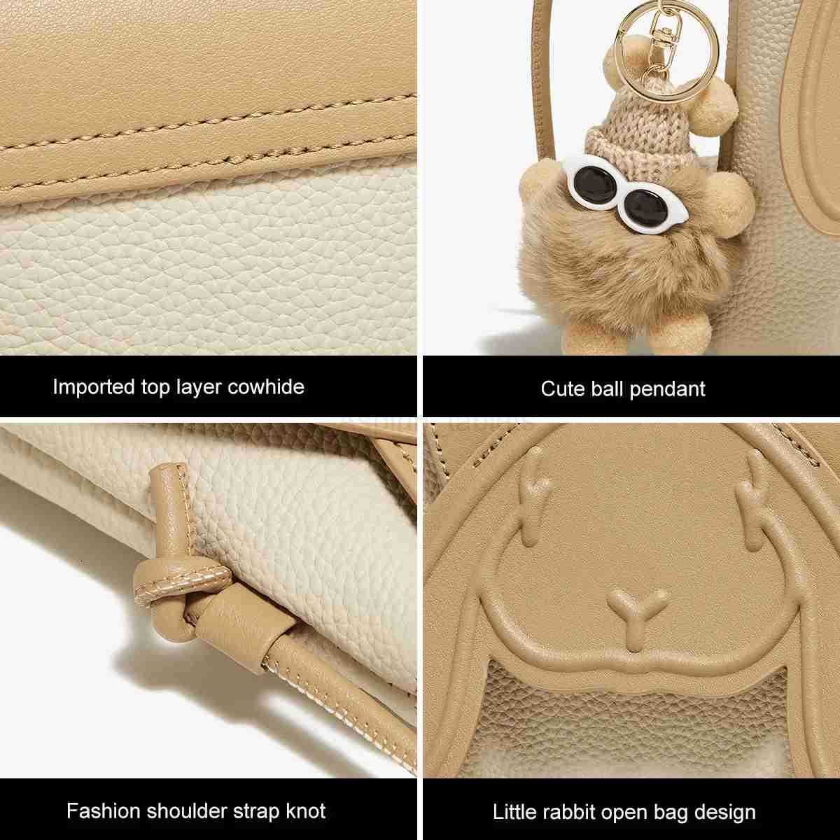 Women Leather Cute Rabbit Design Shoulder Bag Small Crossbody Bag Cellphone Bag M250730