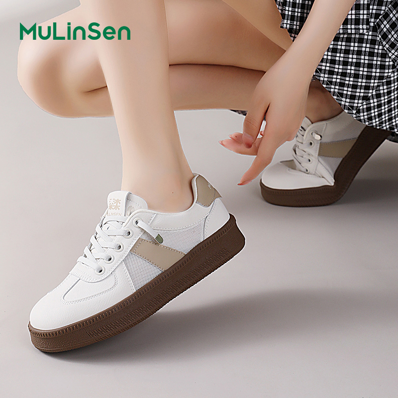 Mulinsen sneakers women's 2025 new summer breathable mesh white shoes sports soft sole casual German training shoes women