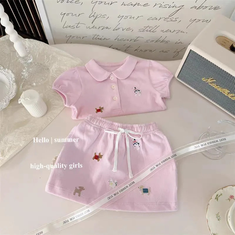 Girls Summer Set Western Baby Academy Style Polo Collar Vest Top Short Skirt Two Piece Set 250729