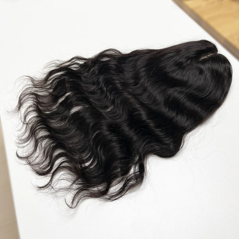Wavy Silk Skin Base European Virgin Human Hair Topper for Women Natural Wavy Hair Topper Available in 3 Sizes Silk Base 15x16cm