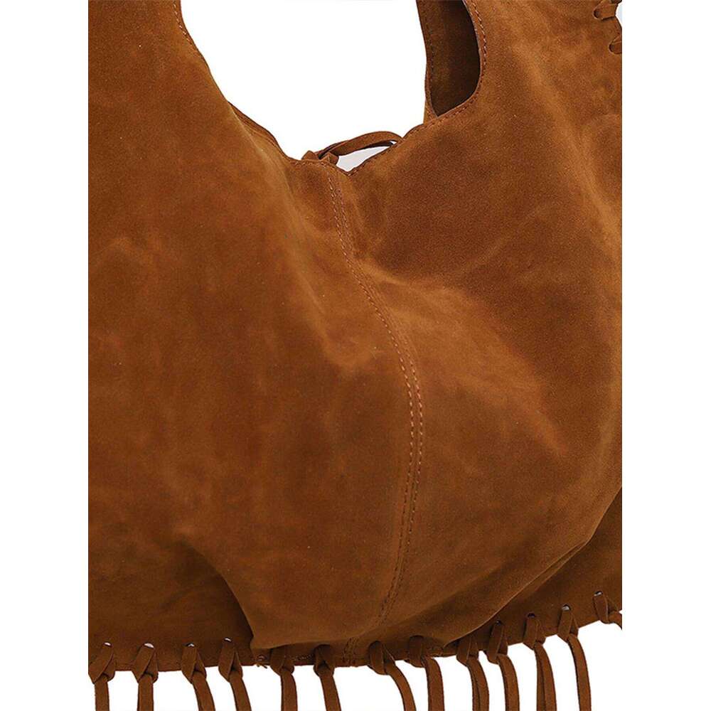designer bag 2025 new bohemian retro style tassel women's fashionable one-shoulder crossbody large capacity dumpling bag