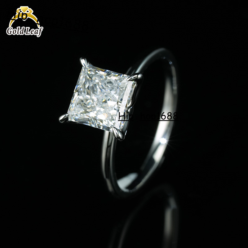 Goldleaf Custom Jewelry IGI Certificate 14K 18K White Gold Princess Cut Ring of Fine Lab Grown Diamond Ring