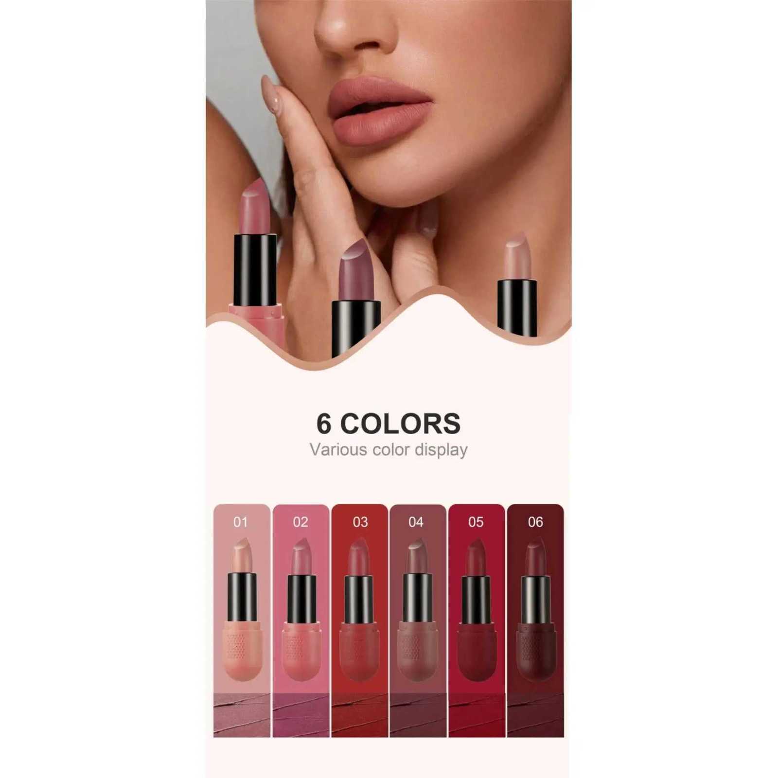 Matte Lipstick Set 6 Colors Velvet Texture Long Lasting Non Drying Lip Makeup Women Gift Box G250729