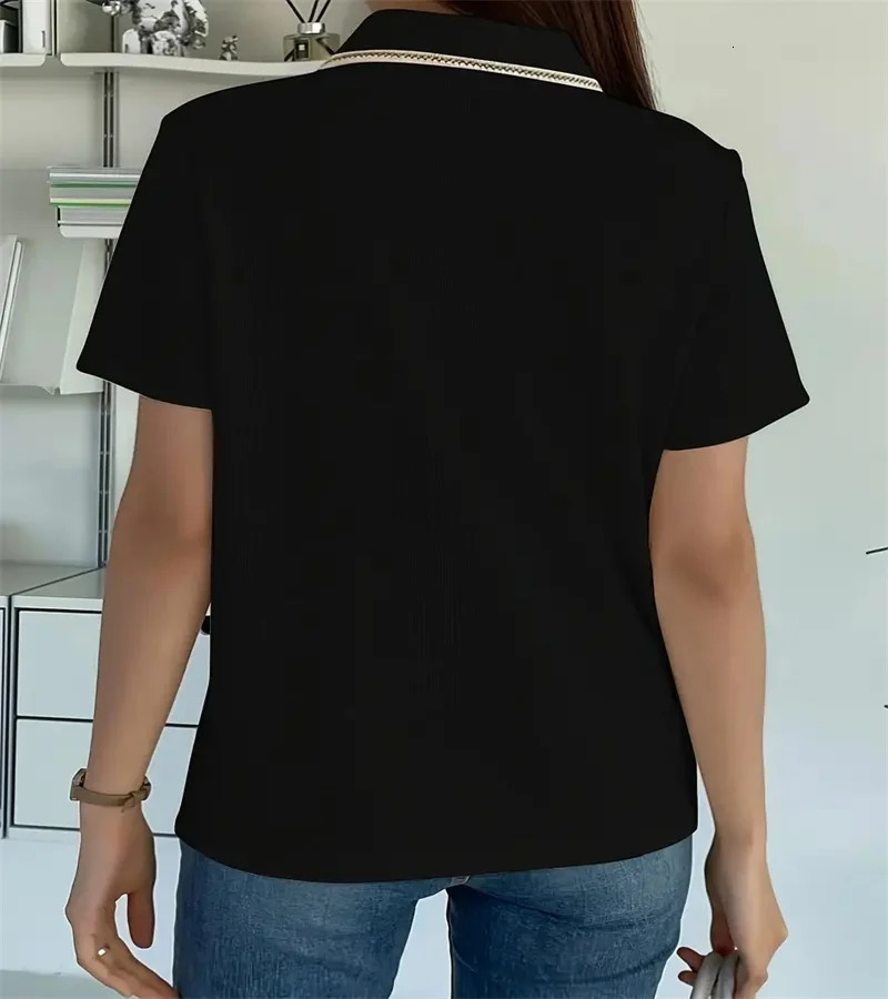 Spring 2024 Womens pure color buttondown Tshirt spring and summer casual office shortsleeved shirt 250724