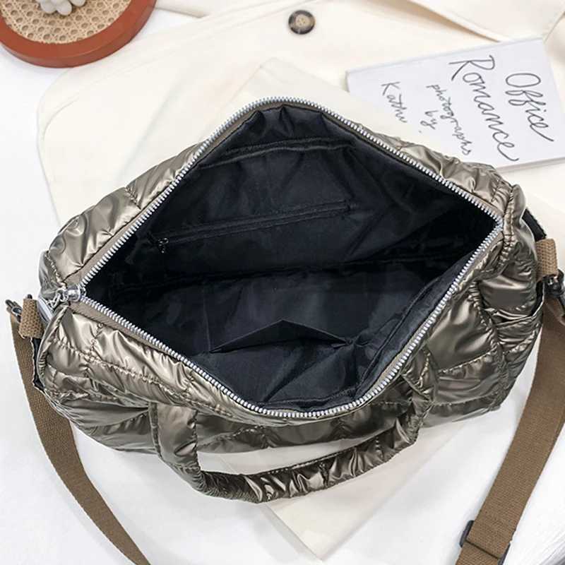 Winter Space Cott Handbags Tote Quilted Down Shoulder Bags for Women Luxury Nylon Cloth Crossbody Bag Fi Messenger Purse Y250730