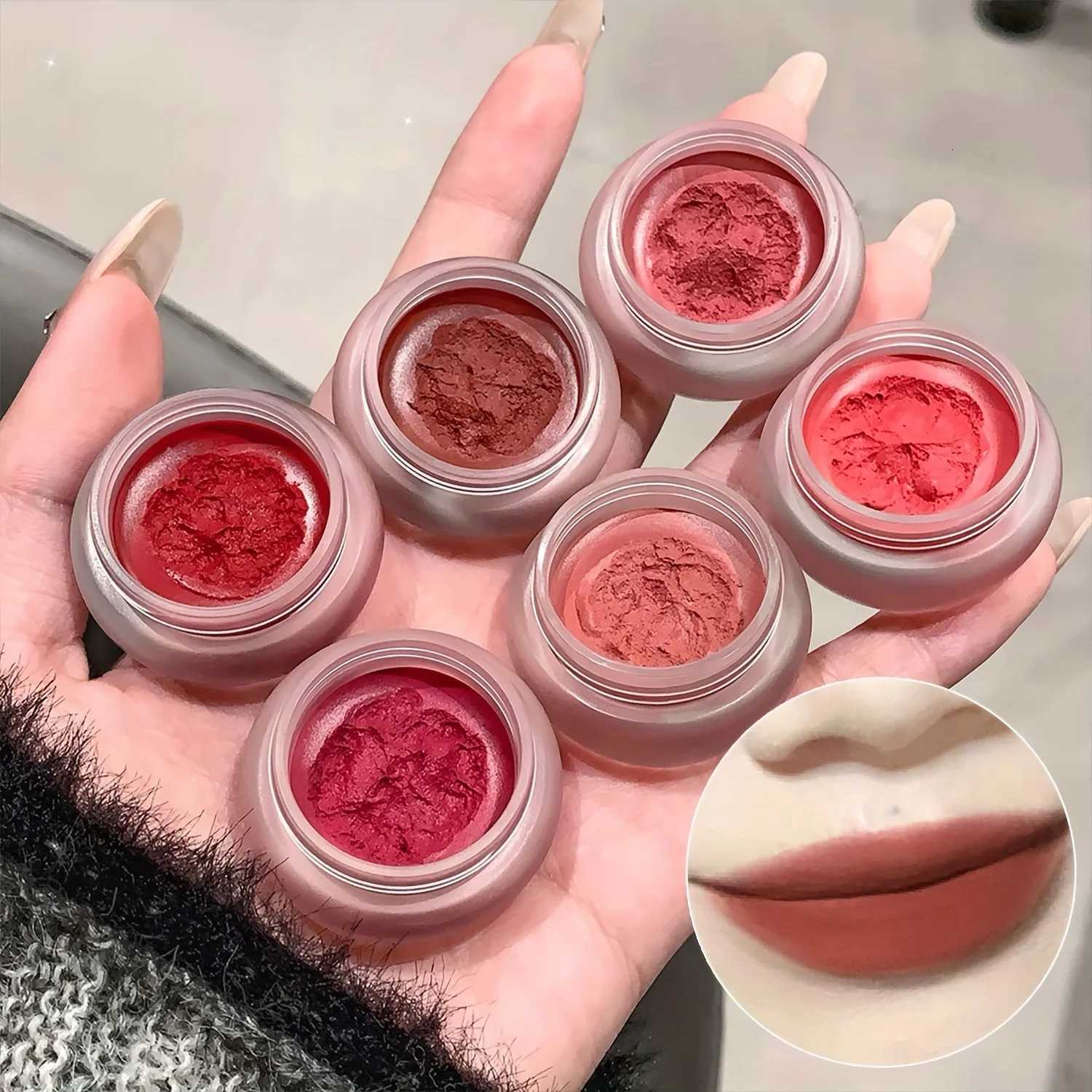Small Jar Lip Mud Moisturizing Dual-Use Lip Cheek Stain Paste Soft Mist Not Easy To Fade Lip Glaze Matte Velvet Lipstick G250728