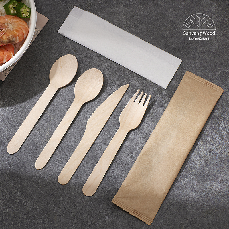 Disposable Wooden Dinnerware Set for Parties & Travel natural wood Eco-friendly