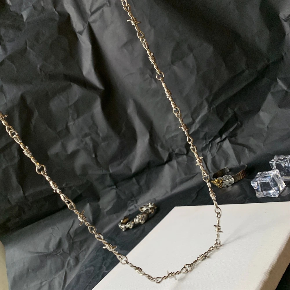 Punk Thorns Wire Barbed Trousers Long Waist Chain Hip Hop Grunge Goth Women Men Pants Jeans Accessories 250729