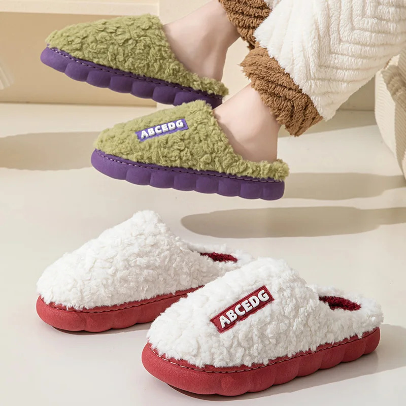 Thick Sole Home Indoor Outside Men And Women Couples Winter Household Warm Fluffy Slippers Fashion Plush Cotton Shoes Ladies 250725