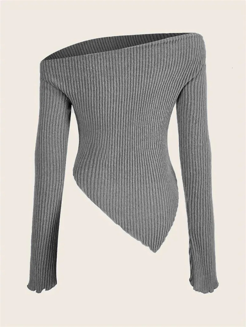 fashion solid color selling onelength neck womens longsleeved Tshirt 250729