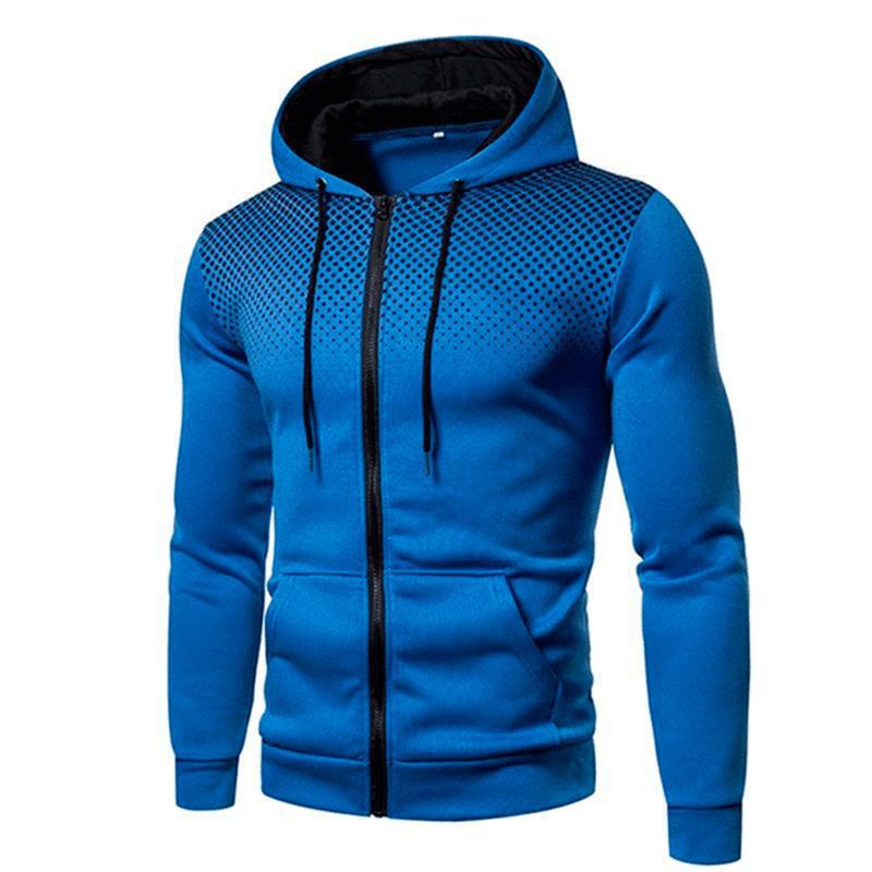 Dot Print Zipper Sport Hoodie Unisex Comfort Outdoor Jogging Running Casual Slim Fit Men Versatile Pocket Sweatshirt
