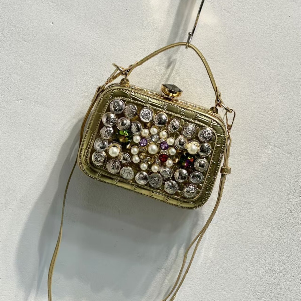 2025 New Fashion Street Style Button Small Square Handbag Crossbody Bag Valentine's Day Gift ddmymoon