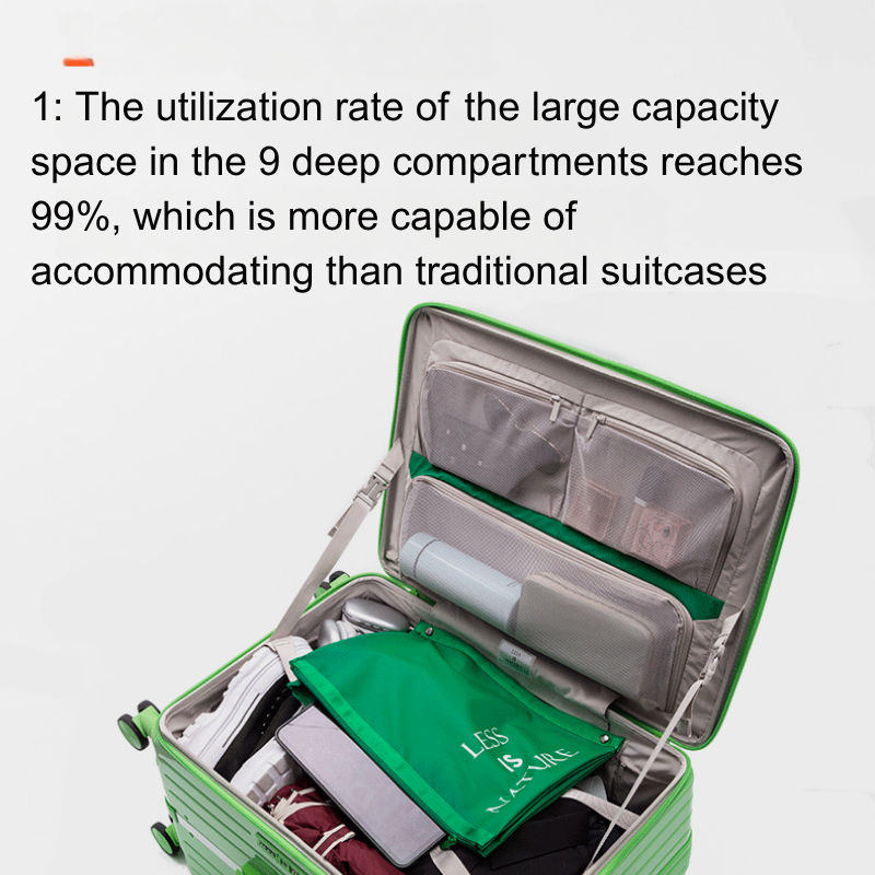 Silent Universal Wheel Luggage with Wide Pull Rod Zipper - Front Opening Cover Boarding Case for Men & Women