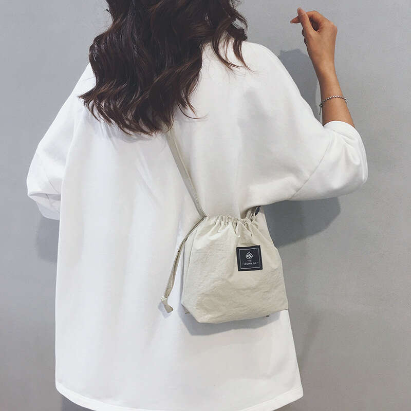 Casual Cute Waterproof Nylon Crossbody Shoulder Canvas for Women with Design Sense, Solid Color Simple Small Tote, Phone Bag